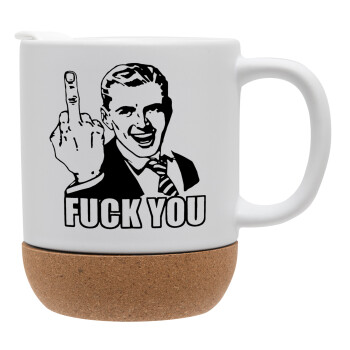 The finger, Ceramic coffee mug Cork (MAT), 330ml (1pcs)