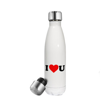 I ❤️ U, Metal mug thermos White (Stainless steel), double wall, 500ml