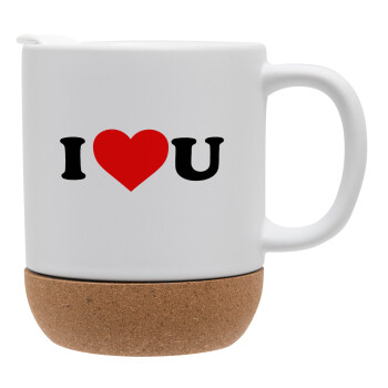 I ❤️ U, Ceramic coffee mug Cork (MAT), 330ml (1pcs)