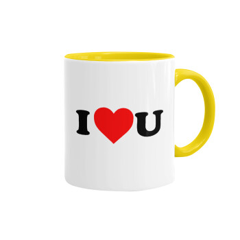 I ❤️ U, Mug colored yellow, ceramic, 330ml