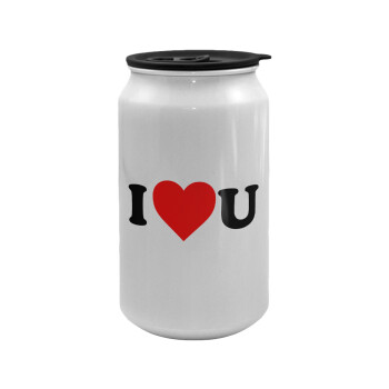 I ❤️ U, Κούπα ταξιδιού μεταλλική με καπάκι (tin-can) 500ml