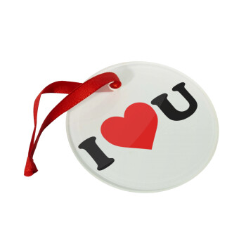 I ❤️ U, Christmas ornament glass 9cm