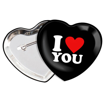 I LOVE YOU, Κονκάρδα παραμάνα καρδιά (57x52mm)
