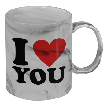 I LOVE YOU, Mug ceramic marble style, 330ml