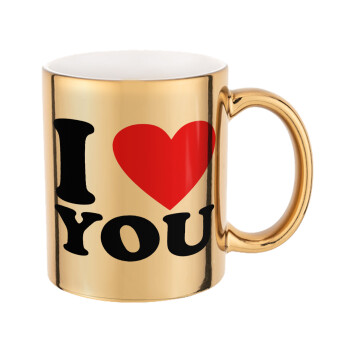 I LOVE YOU, Mug ceramic, gold mirror, 330ml