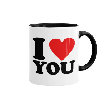 I LOVE YOU, Mug colored black, ceramic, 330ml