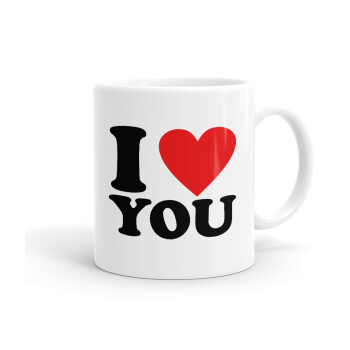 I LOVE YOU, Ceramic coffee mug, 330ml (1pcs)