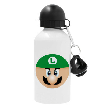 Luigi flat, Metal water bottle, White, aluminum 500ml