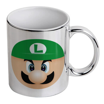 Luigi flat, Mug ceramic, silver mirror, 330ml