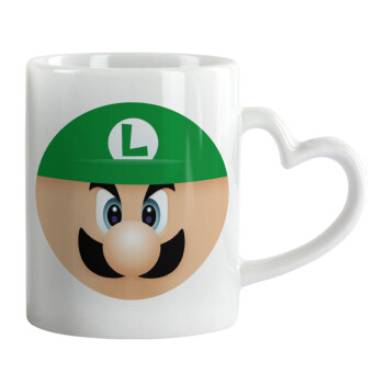 Luigi flat, Mug heart handle, ceramic, 330ml