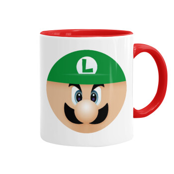Luigi flat, Mug colored red, ceramic, 330ml