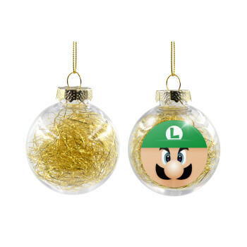 Luigi flat, Transparent Christmas tree ball ornament with gold filling 8cm