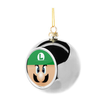 Luigi flat, Silver 8cm Christmas tree ball ornament