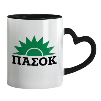 pasok, Mug heart black handle, ceramic, 330ml