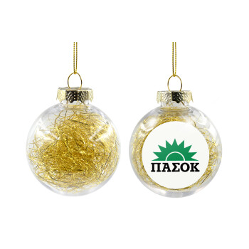 pasok, Transparent Christmas tree ball ornament with gold filling 8cm