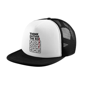 Think outside the BOX, Child's Soft Trucker Hat with BLACK/WHITE Mesh (POLYESTER, CHILD, ONE SIZE)