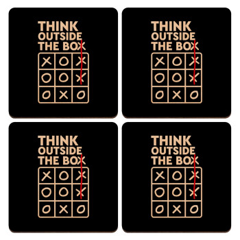 Think outside the BOX, ΣΕΤ x4 Σουβέρ ξύλινα τετράγωνα plywood (9cm)