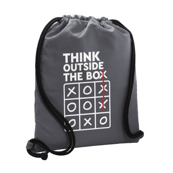 Think outside the BOX, Τσάντα πλάτης πουγκί GYMBAG ΓΚΡΙ, με τσέπη (40x48cm) & χονδρά κορδόνια