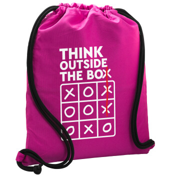 Think outside the BOX, Backpack pouch GYMBAG Fuchsia, with pocket (40x48cm) & thick cords