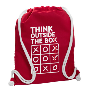 Think outside the BOX, Backpack pouch GYMBAG Red, with pocket (40x48cm) & thick cords