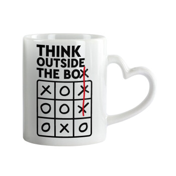 Think outside the BOX, Mug heart handle, ceramic, 330ml