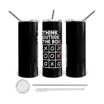 Think outside the BOX, 360 Eco friendly stainless steel tumbler 600ml, with metal straw & cleaning brush