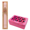 Easter Set, children's snack container PINK & scented flat Easter candle (30cm) (PINK)