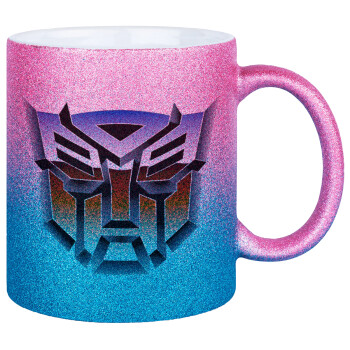 Transformers, Κούπα Χρυσή/Μπλε Glitter, κεραμική, 330ml