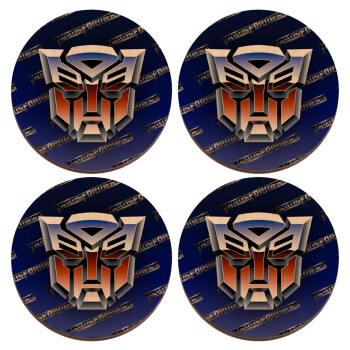 Transformers, ΣΕΤ x4 Σουβέρ ξύλινα στρογγυλά plywood (9cm)