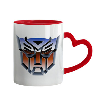 Transformers, Mug heart red handle, ceramic, 330ml