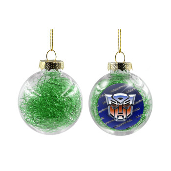 Transformers, Transparent Christmas tree ball ornament with green filling 8cm