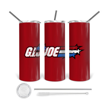 G.I. Joe, Tumbler ποτήρι θερμό από ανοξείδωτο ατσάλι 600ml, με μεταλλικό καλαμάκι & βούρτσα καθαρισμού