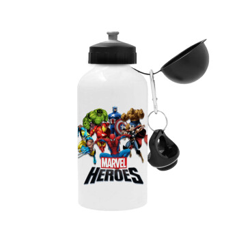 MARVEL heroes, Metal water bottle, White, aluminum 500ml