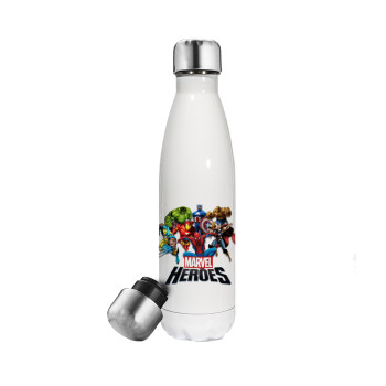 MARVEL heroes, Metal mug thermos White (Stainless steel), double wall, 500ml