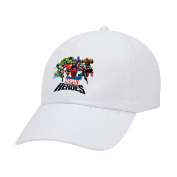 MARVEL heroes, Adult Baseball Cap White 5-panel (POLYESTER, ADULT, UNISEX, ONE SIZE)