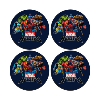 MARVEL heroes, ΣΕΤ 4 Σουβέρ ξύλινα στρογγυλά (9cm)