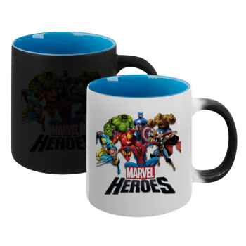 MARVEL heroes, Κούπα Μαγική εσωτερικό μπλε, κεραμική 330ml που αλλάζει χρώμα με το ζεστό ρόφημα