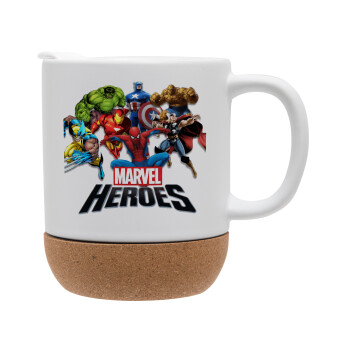 MARVEL heroes, Κούπα, κεραμική με βάση φελού και καπάκι (ΜΑΤ), 330ml (1 τεμάχιο)