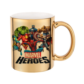 MARVEL heroes, Mug ceramic, gold mirror, 330ml