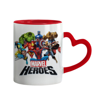 MARVEL heroes, Κούπα καρδιά χερούλι κόκκινη, κεραμική, 330ml