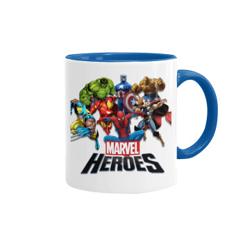 MARVEL heroes, Mug colored blue, ceramic, 330ml