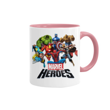 MARVEL heroes, Κούπα χρωματιστή ροζ, κεραμική, 330ml