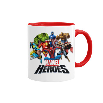 MARVEL heroes, Mug colored red, ceramic, 330ml