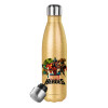 Glitter gold stainless steel thermos bottle, double-walled, 500ml