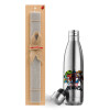 Easter Set, metallic stainless thermos flask (500ml) & scented flat Easter candle (30cm) (GRAY)