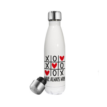 Love always win, Metal mug thermos White (Stainless steel), double wall, 500ml