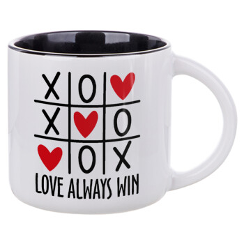 Love always win, Κούπα κεραμική 400ml Λευκή/Μαύρη