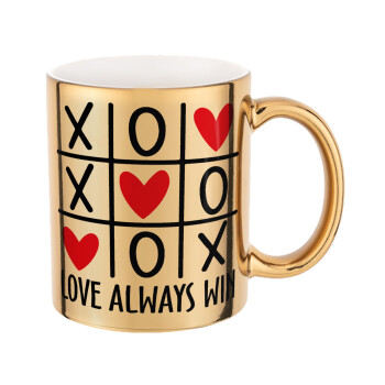 Love always win, Mug ceramic, gold mirror, 330ml