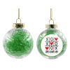 Transparent Christmas tree ball ornament with green filling 8cm