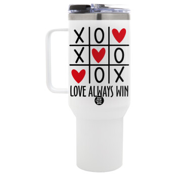 Love always win, Mega Tumbler με καπάκι, διπλού τοιχώματος (θερμό) 1,2L